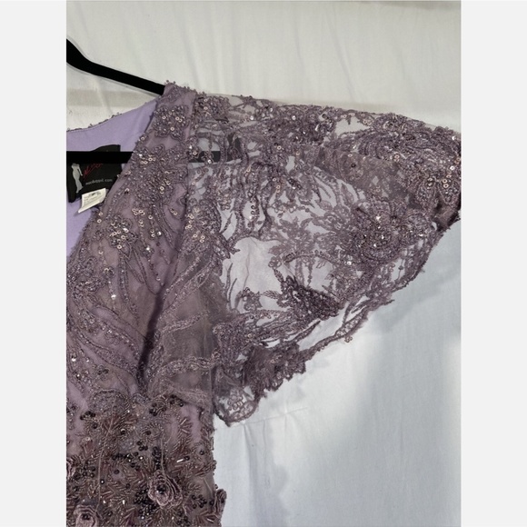 NEW $798 Mac Duggal [ 8 ] Flutter Embellished Lace Gown Vintage Liliac‎ Purple - Picture 10 of 16